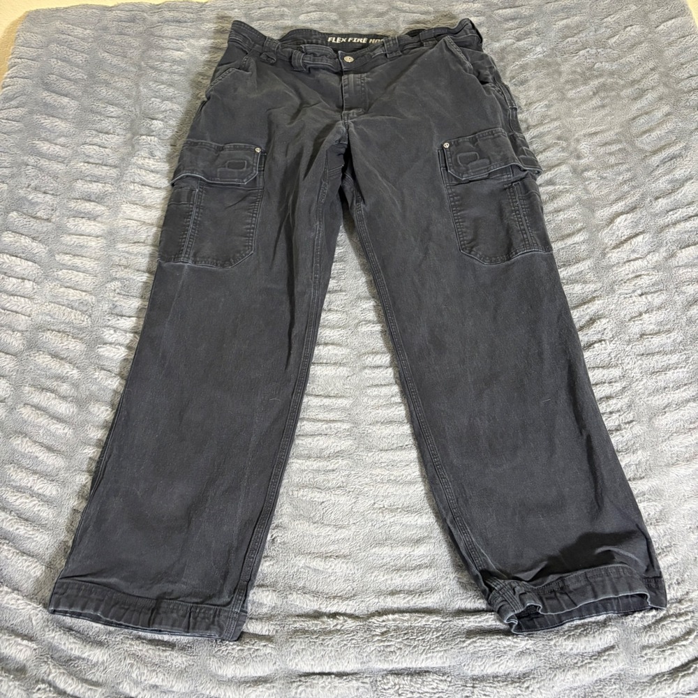Duluth Trading Co Flex Fire Hose Black Relaxed Fit Cargo Work Pants 40x32 Mens